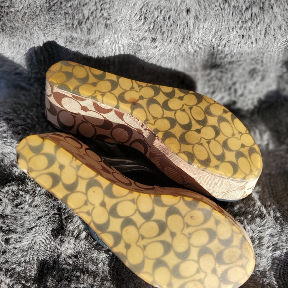 Coach Tan and Gray Platform Sandals - Picture 3 of 4